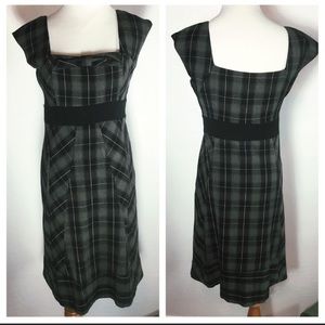 Anthropologie Plaid Dress Black, Gray, White